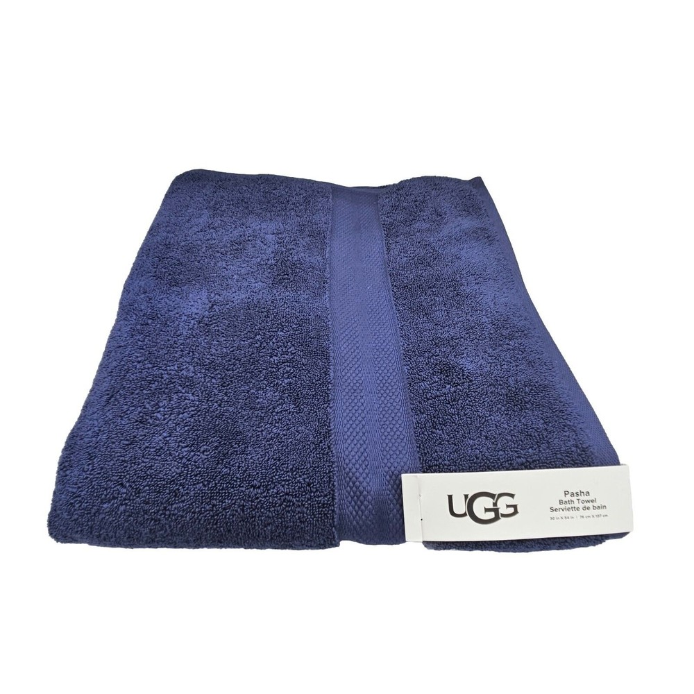 Lot of 2 UGG Pasha Bath Towel Marlin Blue 100% Organic Cotton 30" x 54" - New!